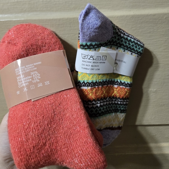 Multicolor Wool Blend Socks - 2 Pair *Please See Description* - Picture 2 of 2
